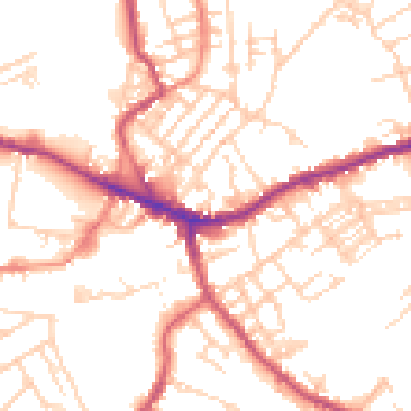 Daytime road noise heatmap for WF16 9EX