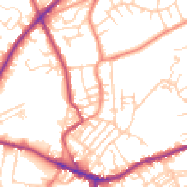 Daytime road noise heatmap for WF16 9HX