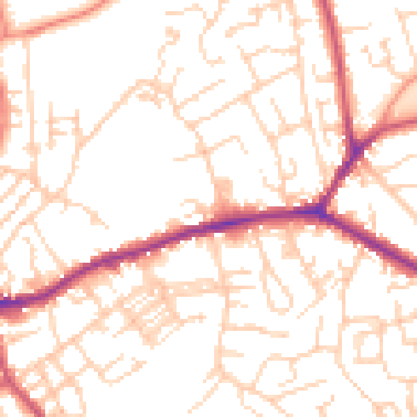 Daytime road noise heatmap for WF16 9JN