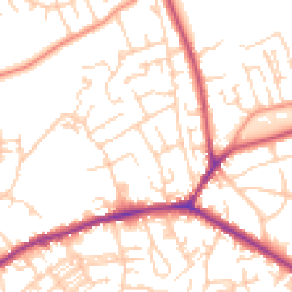 Daytime road noise heatmap for WF16 9JZ
