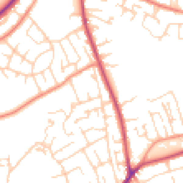 Daytime road noise heatmap for WF16 9NR