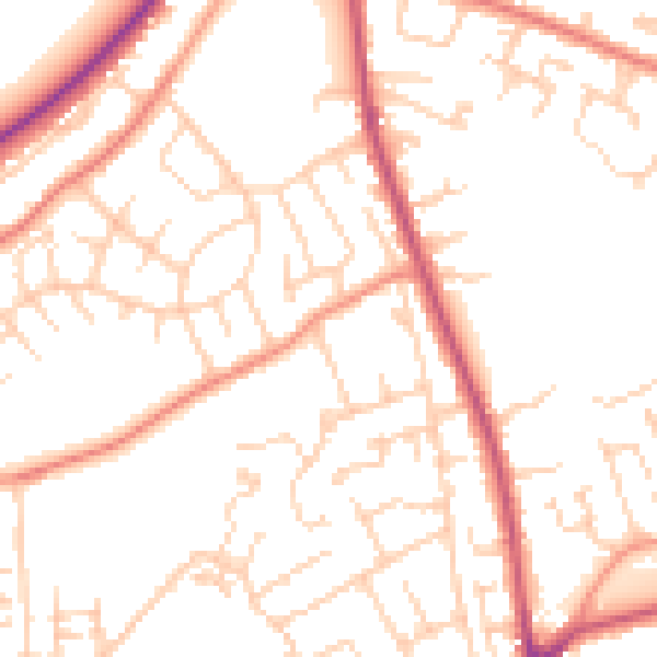 Daytime road noise heatmap for WF16 9NT