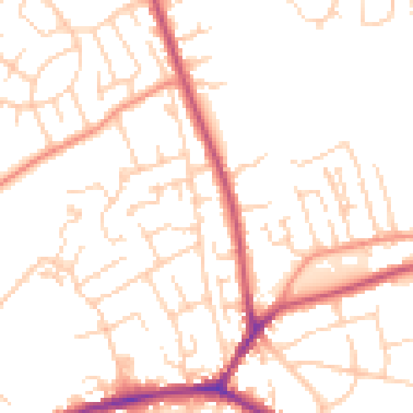 Daytime road noise heatmap for WF16 9QB