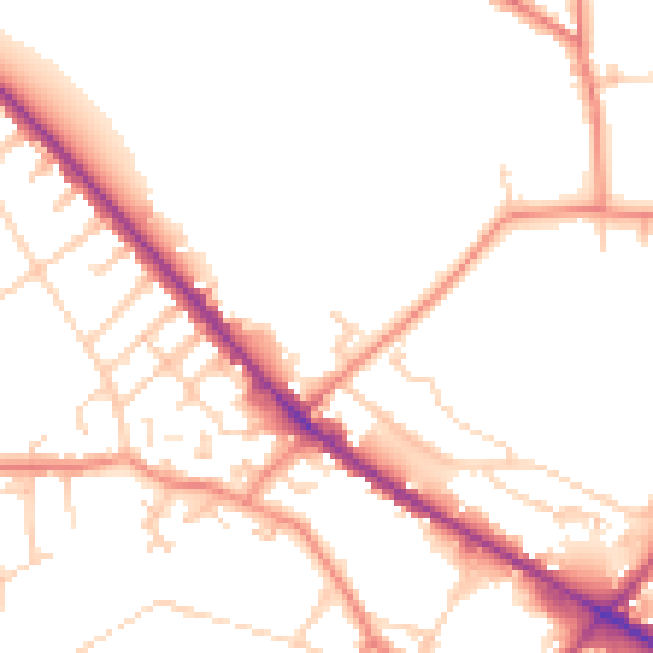 Daytime road noise heatmap for WF17 0AA
