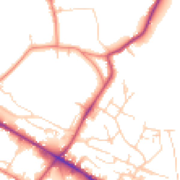 Daytime road noise heatmap for WF17 0BD
