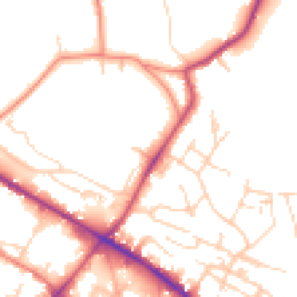 Daytime road noise heatmap for WF17 0BG