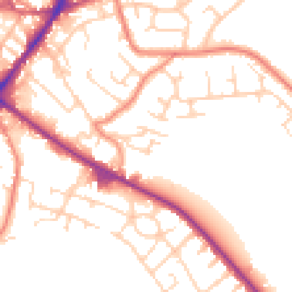 Daytime road noise heatmap for WF17 0BY