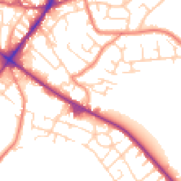 Daytime road noise heatmap for WF17 0BZ
