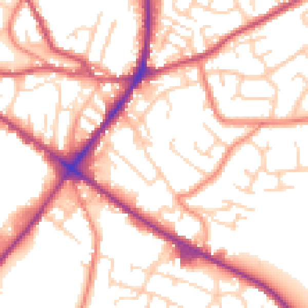 Daytime road noise heatmap for WF17 0DA