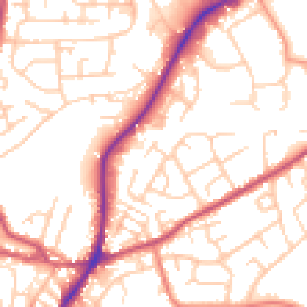 Daytime road noise heatmap for WF17 0DD