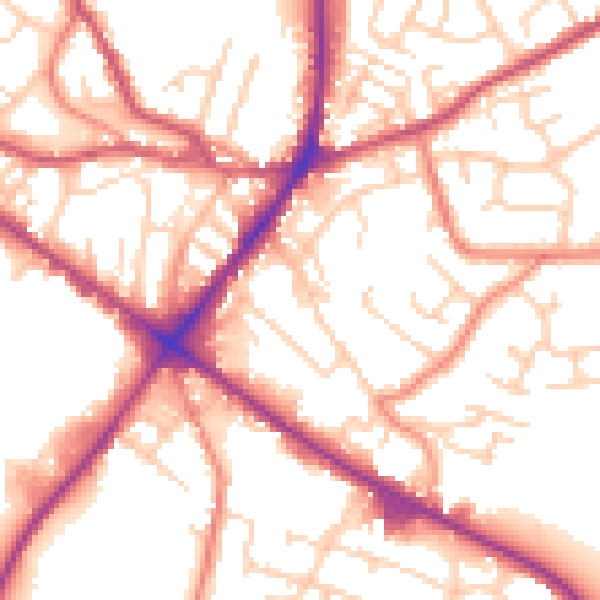 Daytime road noise heatmap for WF17 0DE