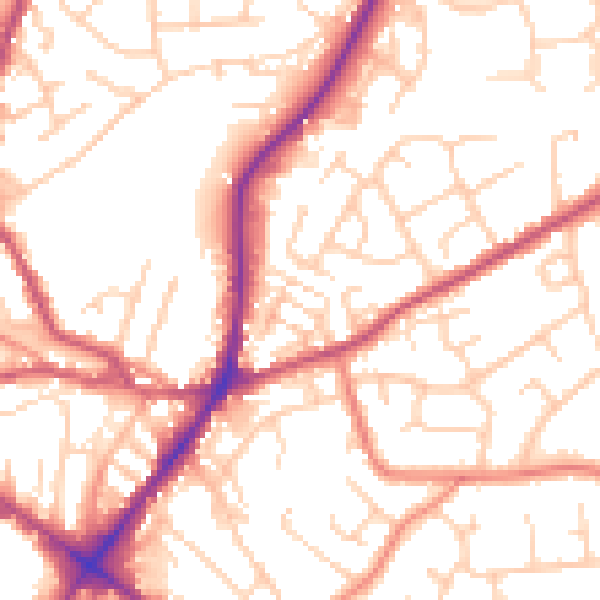 Daytime road noise heatmap for WF17 0DL
