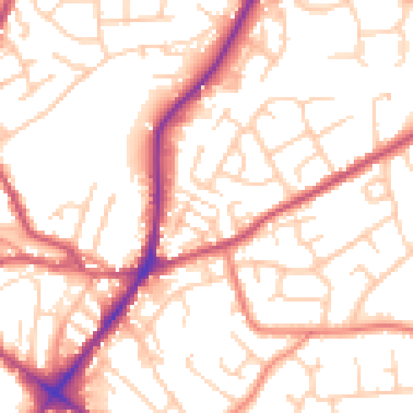 Daytime road noise heatmap for WF17 0DR