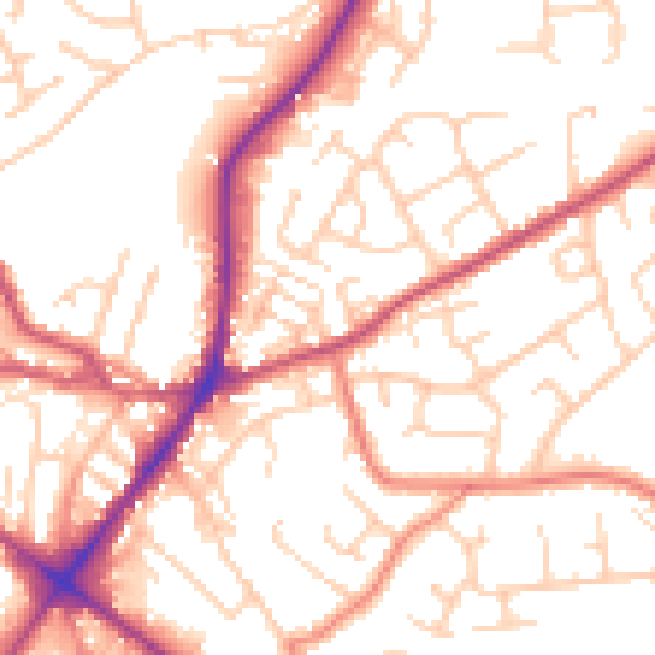 Daytime road noise heatmap for WF17 0DS