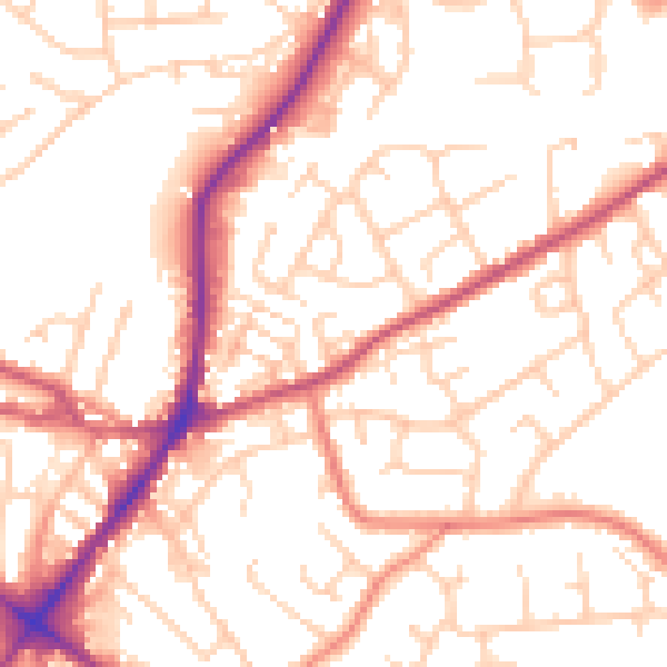 Daytime road noise heatmap for WF17 0DT