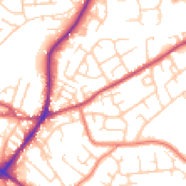 Daytime road noise heatmap for WF17 0DU