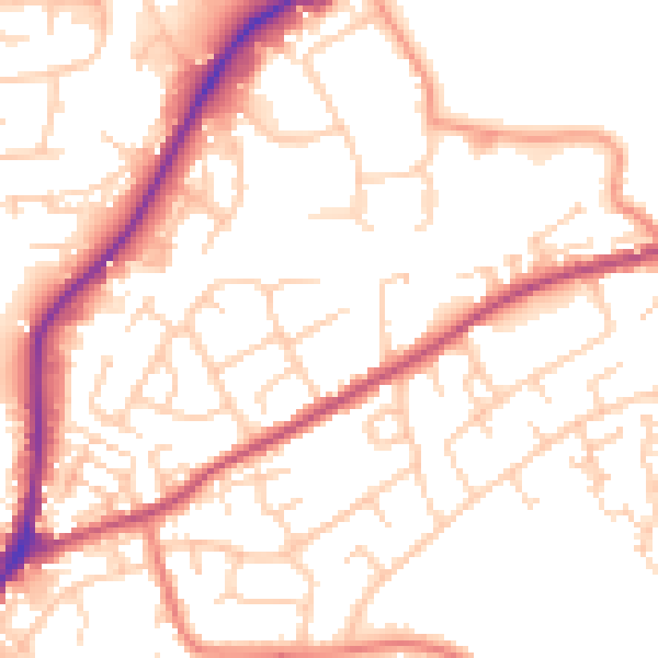 Daytime road noise heatmap for WF17 0DZ
