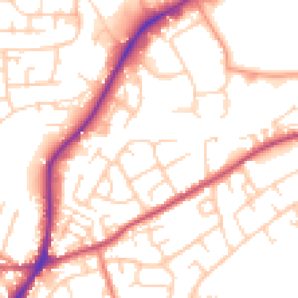 Daytime road noise heatmap for WF17 0EB