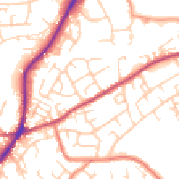 Daytime road noise heatmap for WF17 0EG