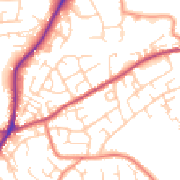 Daytime road noise heatmap for WF17 0HF