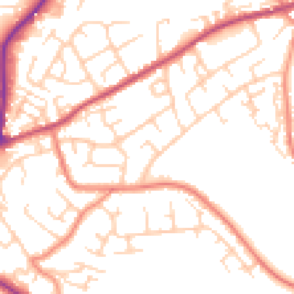 Daytime road noise heatmap for WF17 0NS