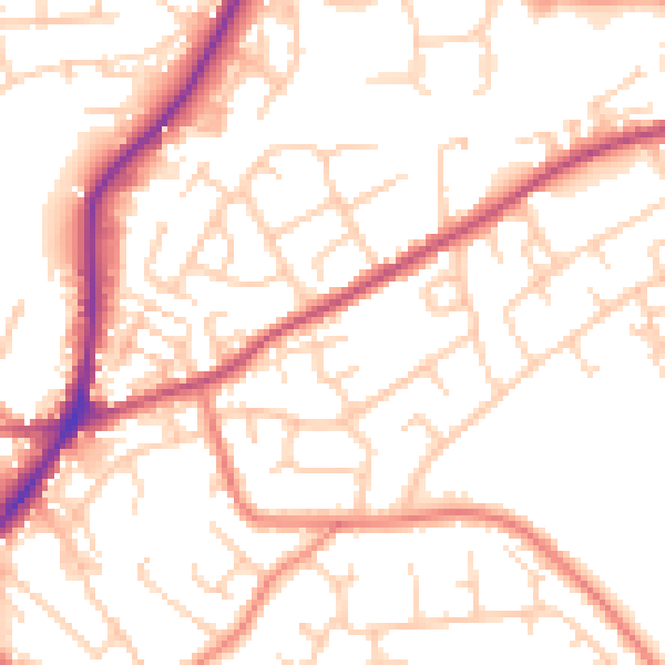 Daytime road noise heatmap for WF17 0PG