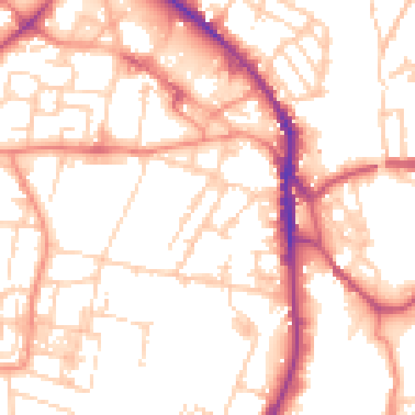 Daytime road noise heatmap for WF17 5AW