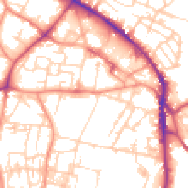 Daytime road noise heatmap for WF17 5JE