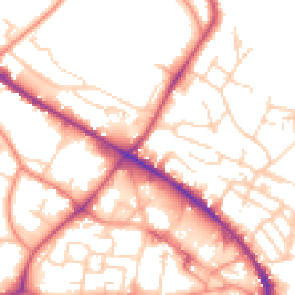 Daytime road noise heatmap for WF17 5LA