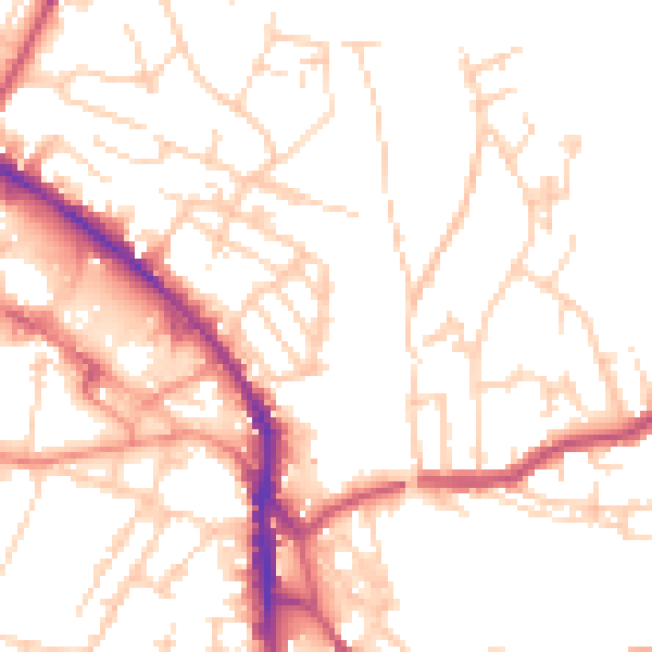 Daytime road noise heatmap for WF17 5NW
