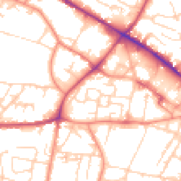 Daytime road noise heatmap for WF17 5QX