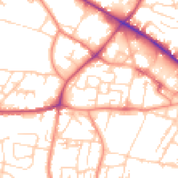 Daytime road noise heatmap for WF17 5QZ