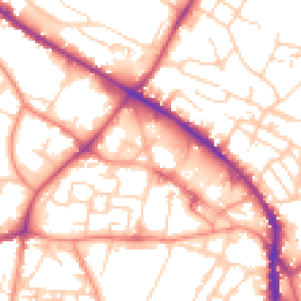 Daytime road noise heatmap for WF17 5RY