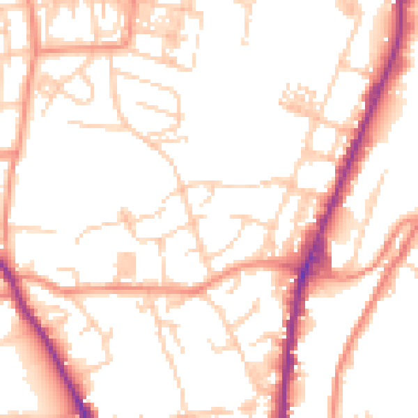 Daytime road noise heatmap for WF17 6AB