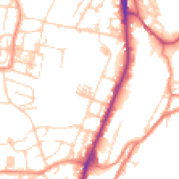 Daytime road noise heatmap for WF17 6AS