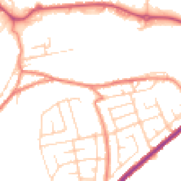 Daytime road noise heatmap for WF17 6DA
