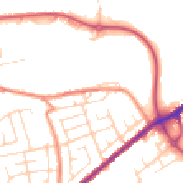 Daytime road noise heatmap for WF17 6DT