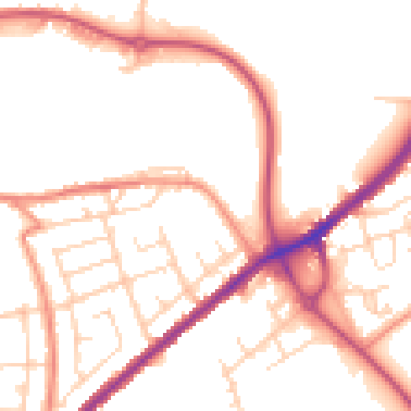 Daytime road noise heatmap for WF17 6DW
