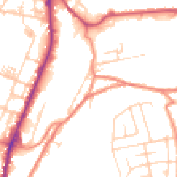 Daytime road noise heatmap for WF17 6EF
