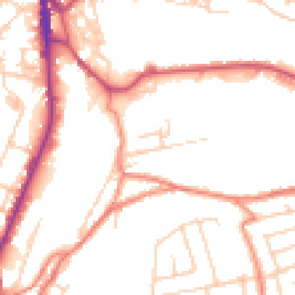 Daytime road noise heatmap for WF17 6EH