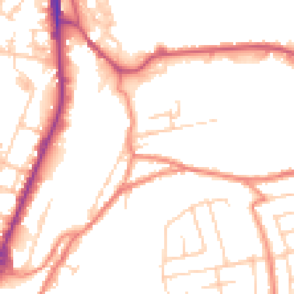 Daytime road noise heatmap for WF17 6EQ