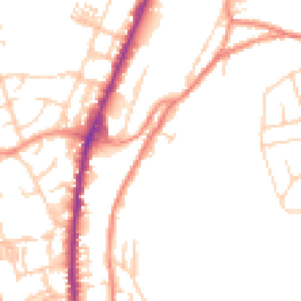 Daytime road noise heatmap for WF17 6JX