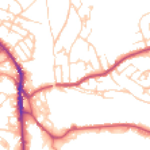 Daytime road noise heatmap for WF17 6NZ