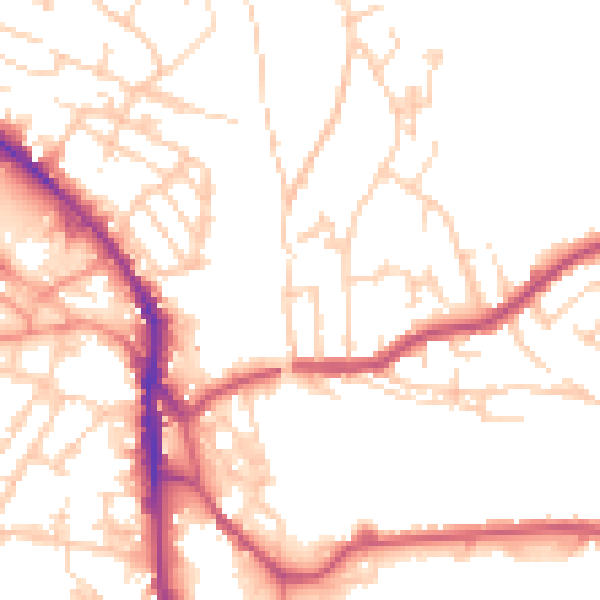 Daytime road noise heatmap for WF17 6PQ