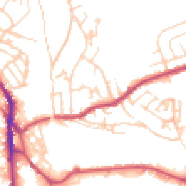 Daytime road noise heatmap for WF17 6PW