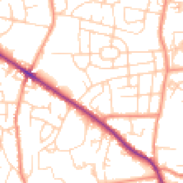 Daytime road noise heatmap for WF17 7AY