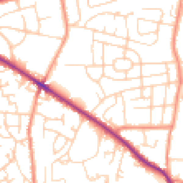 Daytime road noise heatmap for WF17 7AZ
