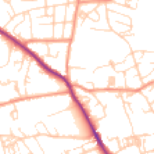 Daytime road noise heatmap for WF17 7BN