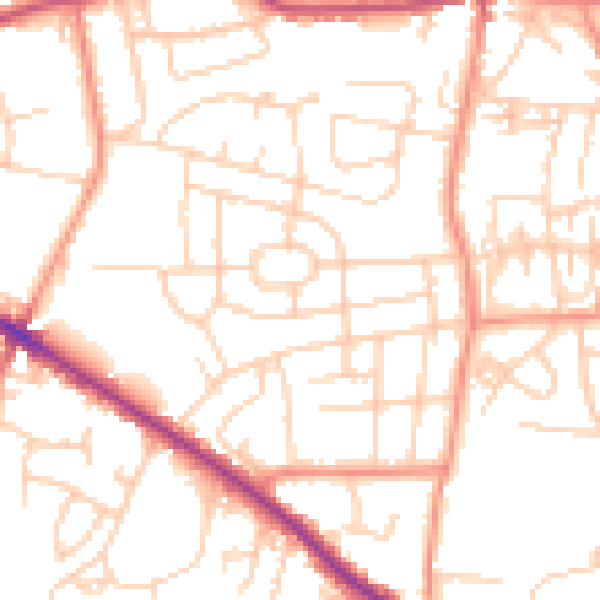 Daytime road noise heatmap for WF17 7DA