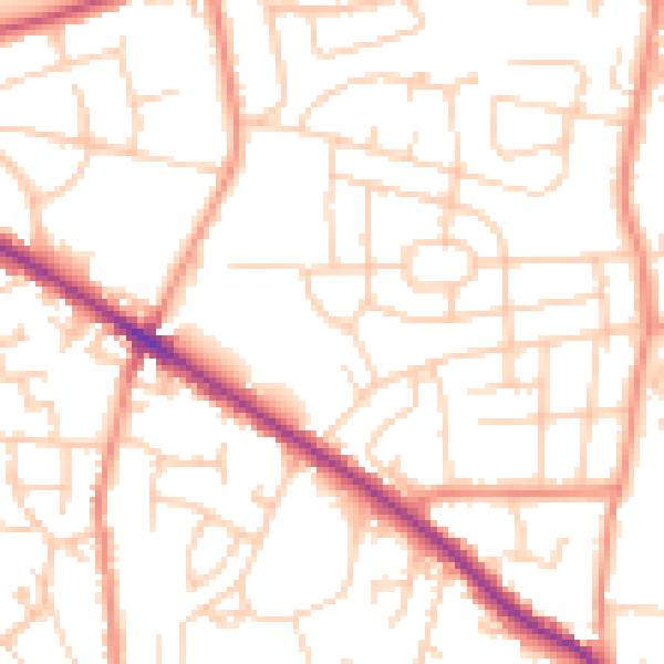Daytime road noise heatmap for WF17 7DG